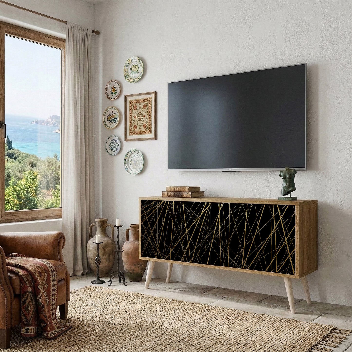 BRIGHT MESH Kompaktní dvoudveřový TV stolek