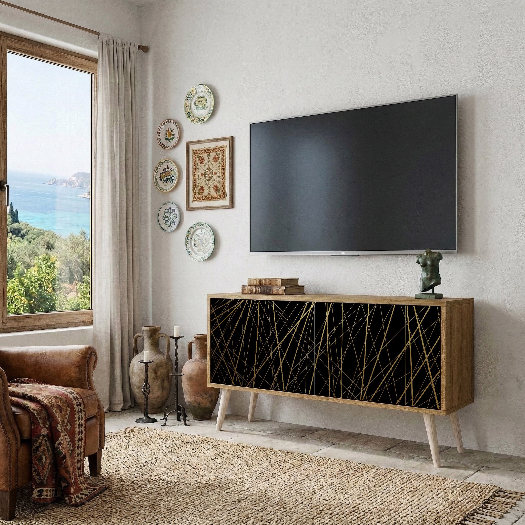 BRIGHT MESH Kompaktní dvoudveřový TV stolek