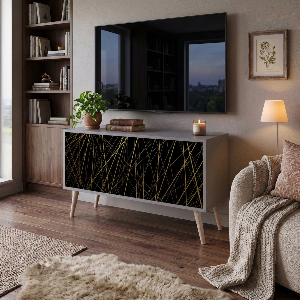 BRIGHT MESH Kompaktní dvoudveřový TV stolek