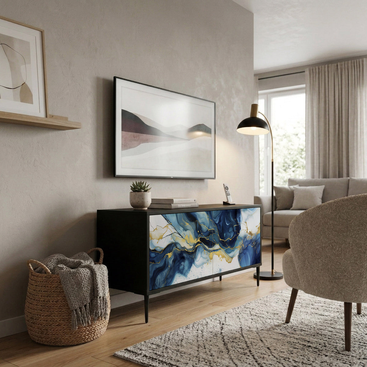 INKY MARBLE Kompaktní dvoudveřový TV stolek