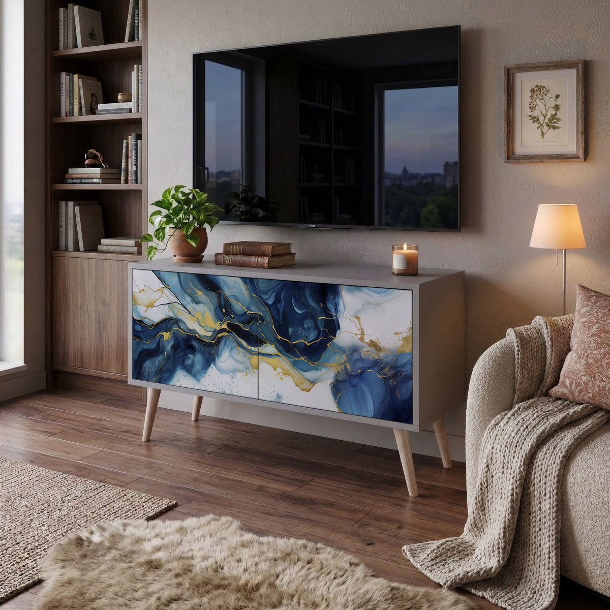 INKY MARBLE Kompaktní dvoudveřový TV stolek