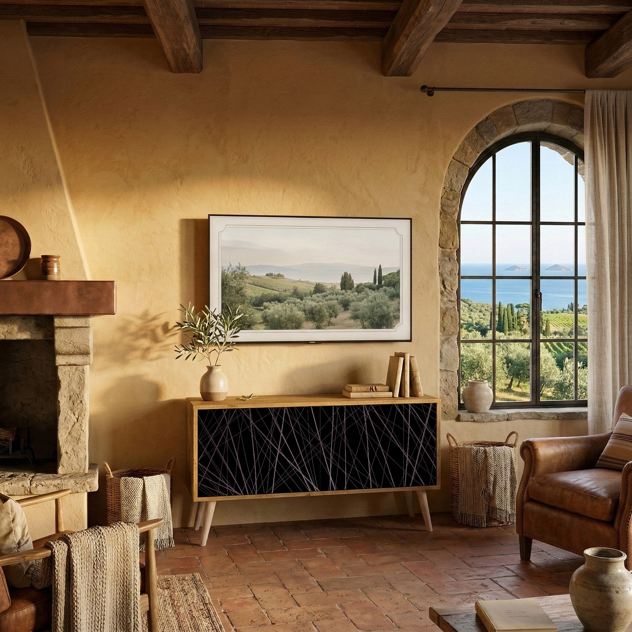 SHIMMER SPIDERGRAM Kompaktní dvoudveřový TV stolek