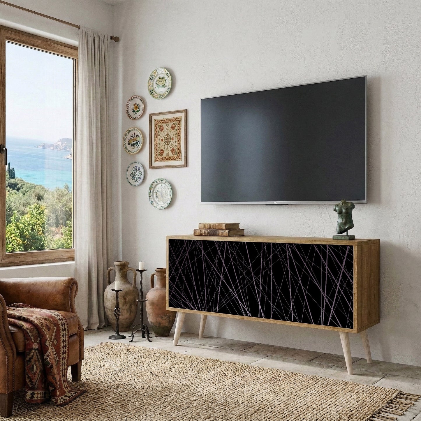 SHIMMER SPIDERGRAM Kompaktní dvoudveřový TV stolek