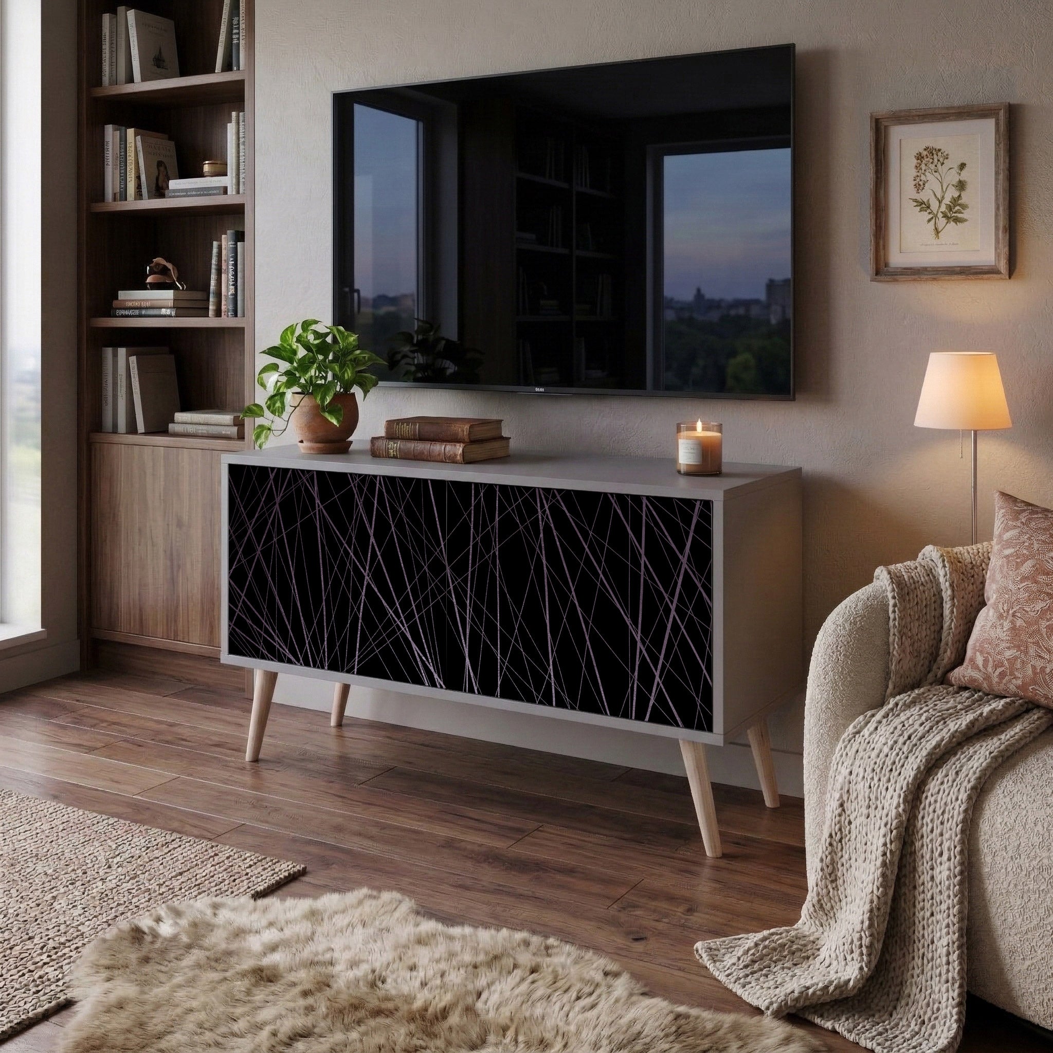 SHIMMER SPIDERGRAM Kompaktní dvoudveřový TV stolek