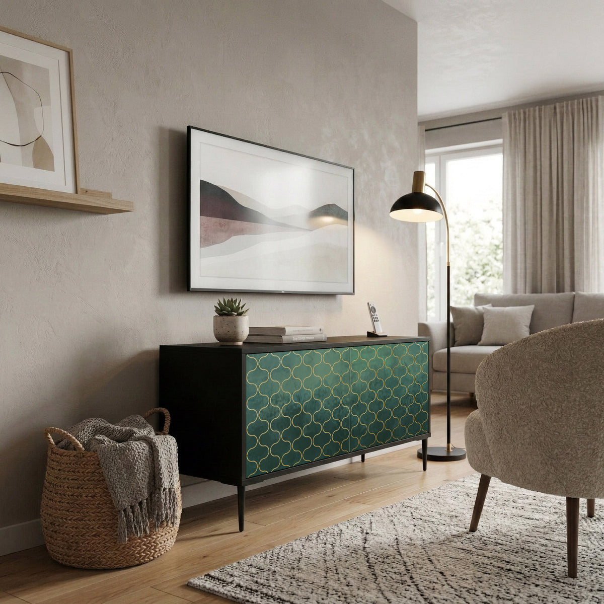 TESSELATED GREENERY Kompaktní dvoudveřový TV stolek