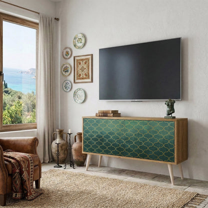 TESSELATED GREENERY Kompaktní dvoudveřový TV stolek