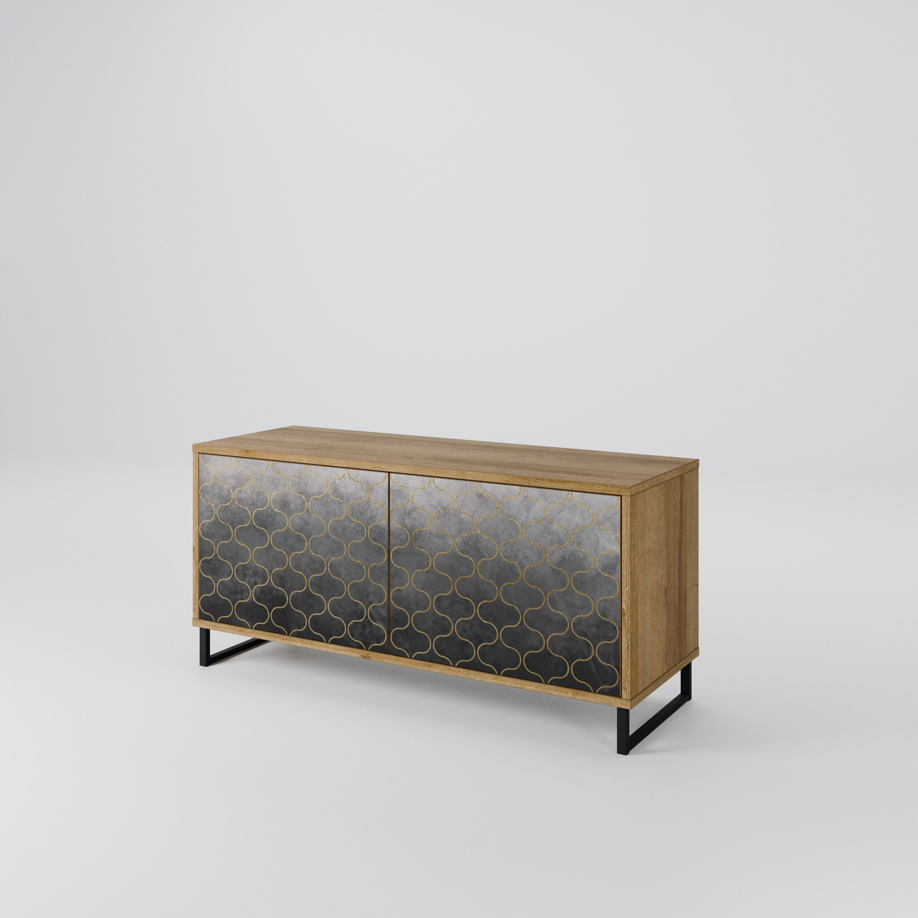 TESSELATED GRAYISH Kompaktní dvoudveřový TV stolek