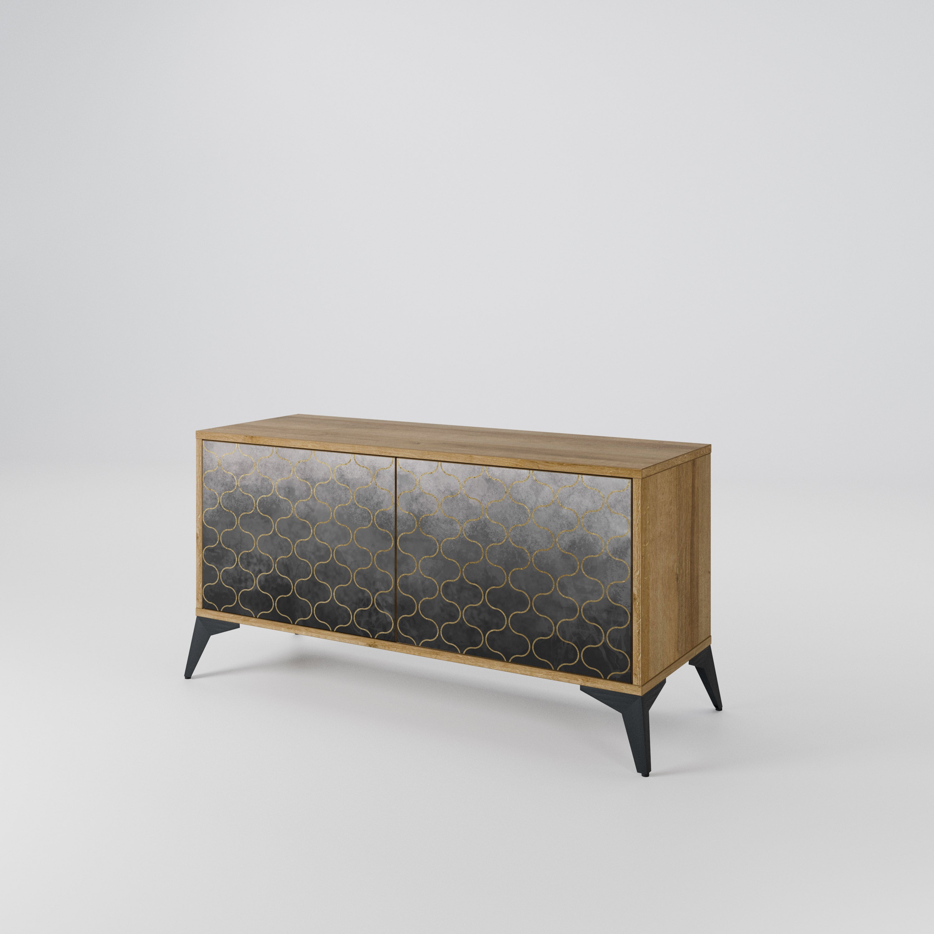 TESSELATED GRAYISH Kompaktní dvoudveřový TV stolek