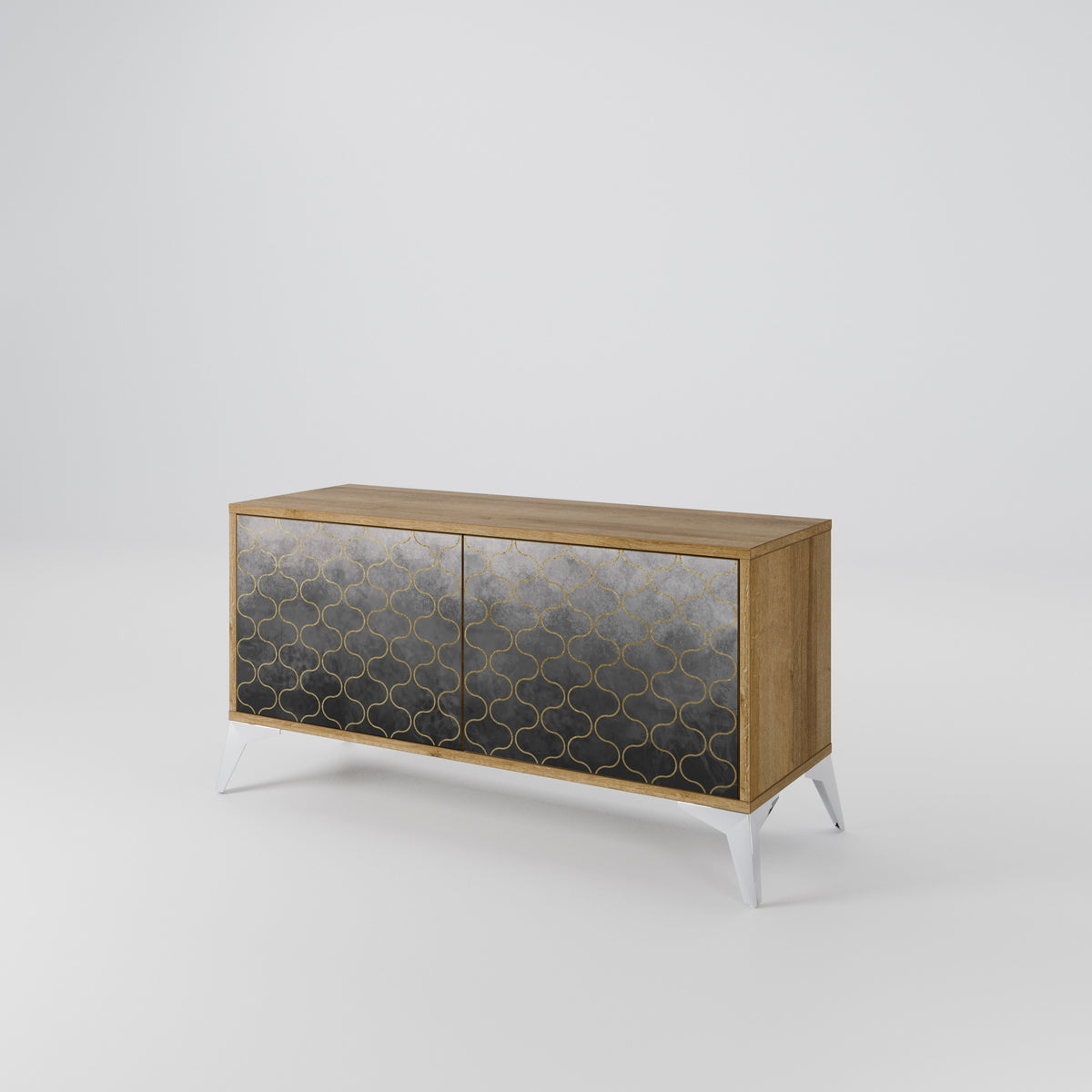TESSELATED GRAYISH Kompaktní dvoudveřový TV stolek