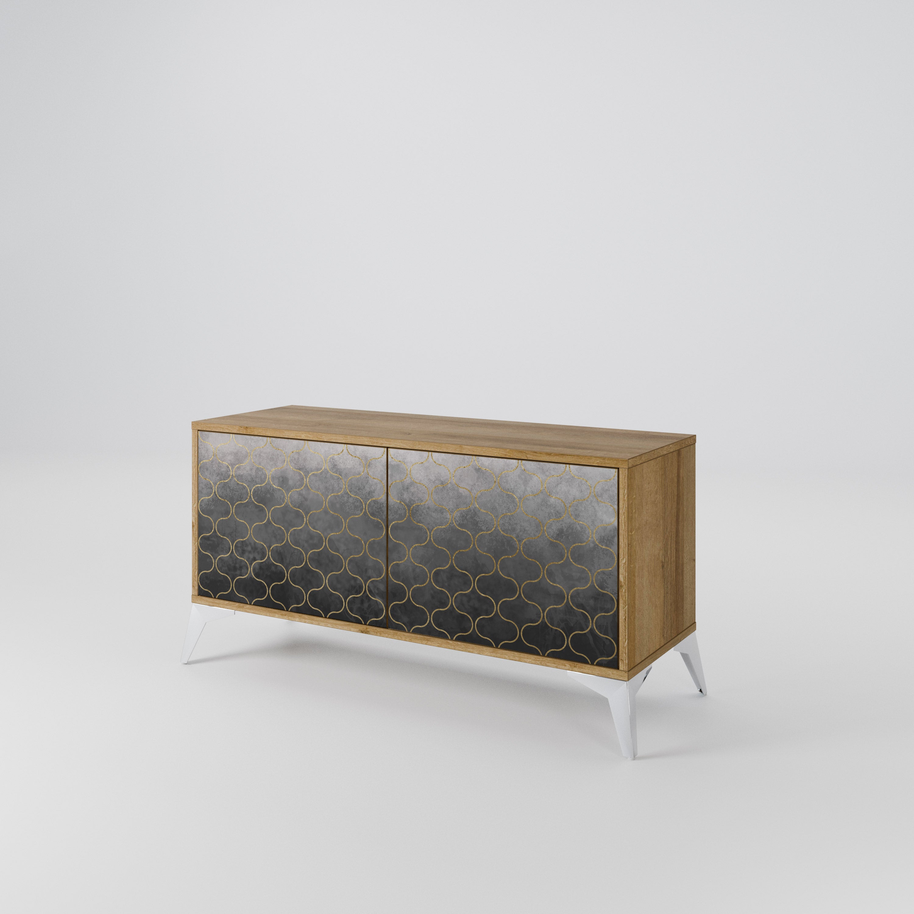 TESSELATED GRAYISH Kompaktní dvoudveřový TV stolek