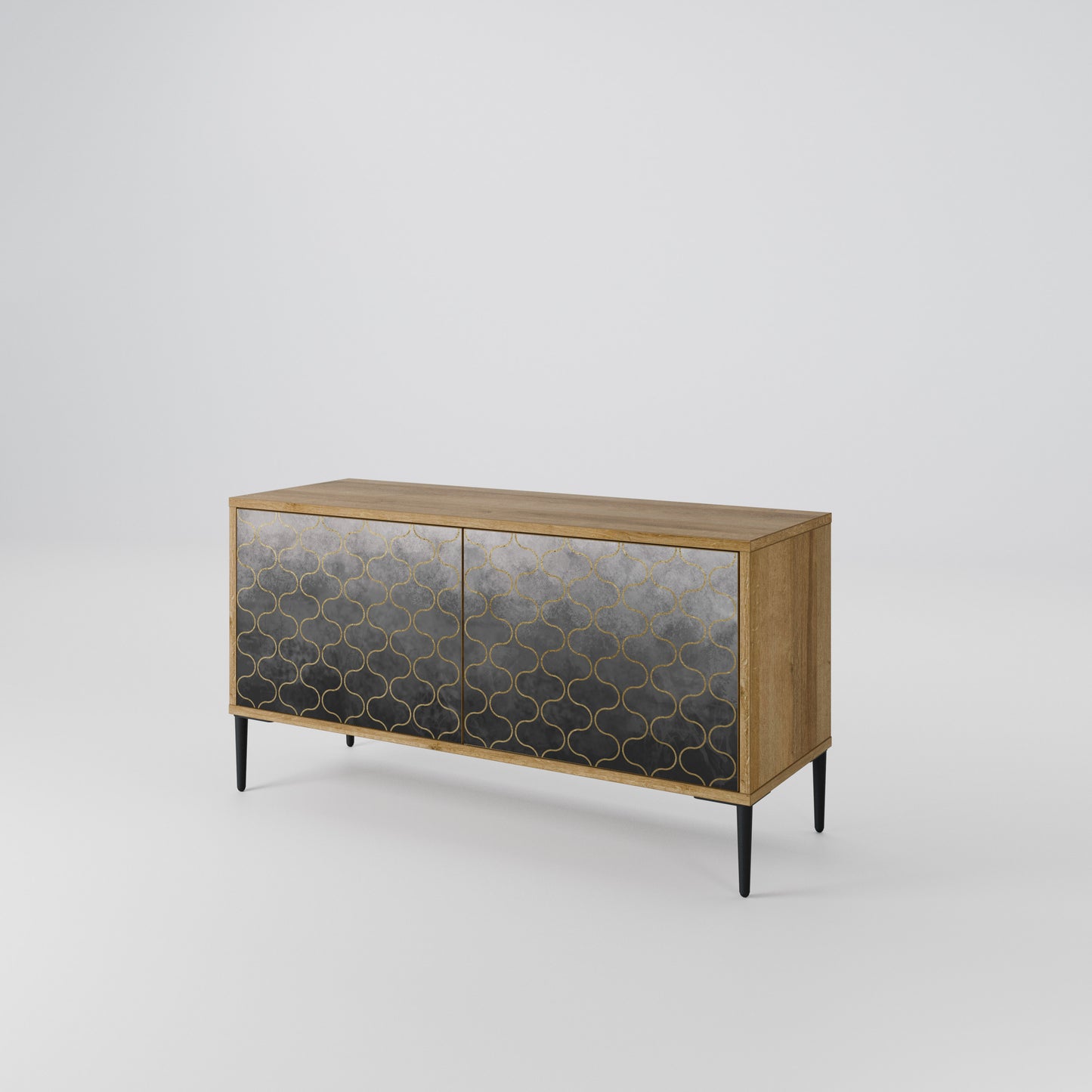 TESSELATED GRAYISH Kompaktní dvoudveřový TV stolek