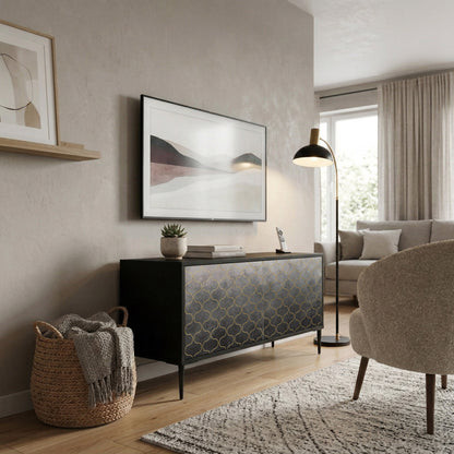 TESSELATED GRAYISH Kompaktní dvoudveřový TV stolek