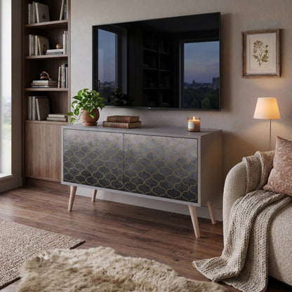 TESSELATED GRAYISH Kompaktní dvoudveřový TV stolek