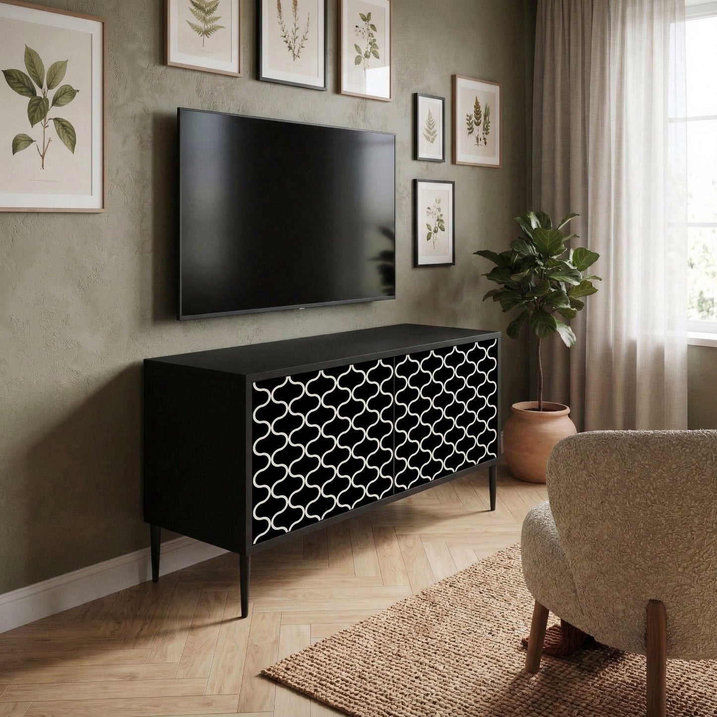 TESSELATED BLACKNESS Kompaktní dvoudveřový TV stolek
