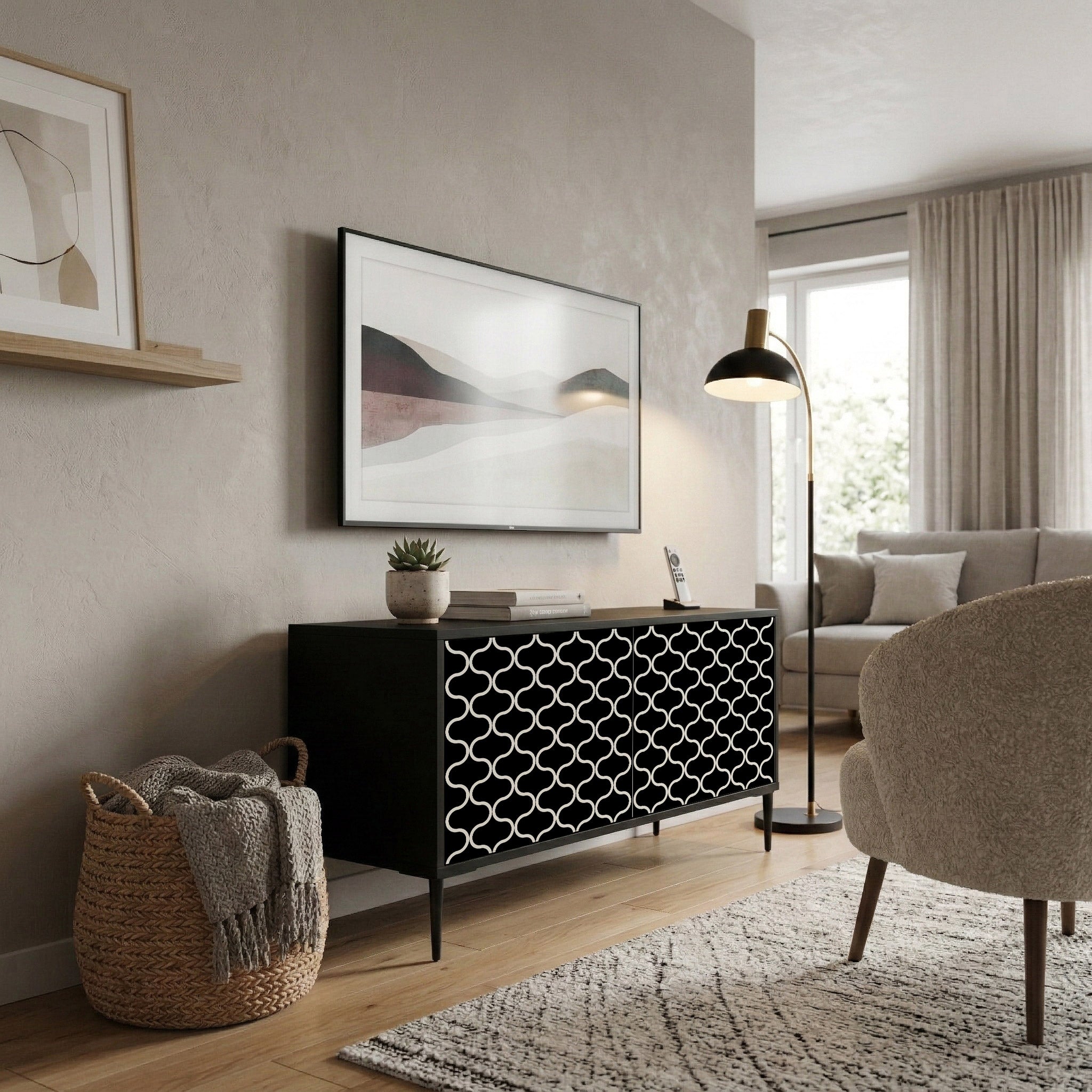 TESSELATED BLACKNESS Kompaktní dvoudveřový TV stolek