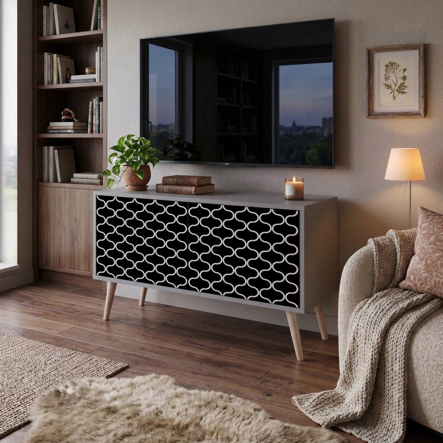 TESSELATED BLACKNESS Kompaktní dvoudveřový TV stolek