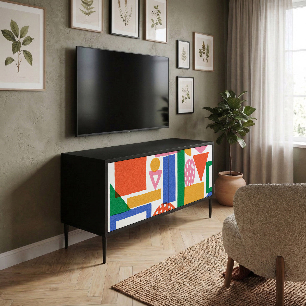 GEOMETRIC GLIMMER Kompaktní dvoudveřový TV stolek