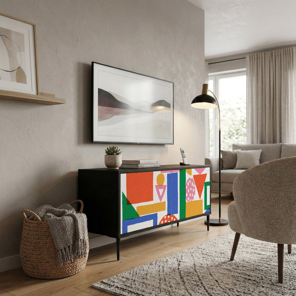 GEOMETRIC GLIMMER Kompaktní dvoudveřový TV stolek