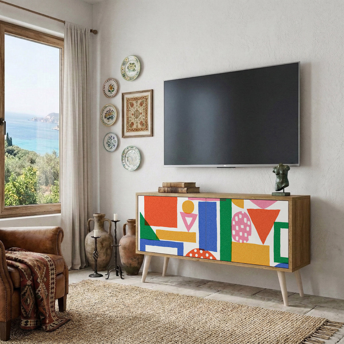 GEOMETRIC GLIMMER Kompaktní dvoudveřový TV stolek
