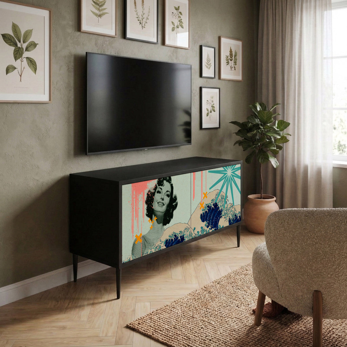 KANAGAWA BEAUTY Kompaktní dvoudveřový TV stolek
