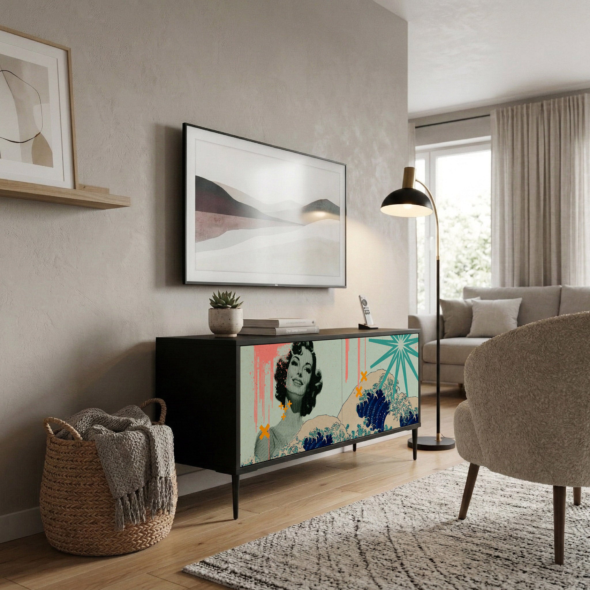 KANAGAWA BEAUTY Kompaktní dvoudveřový TV stolek