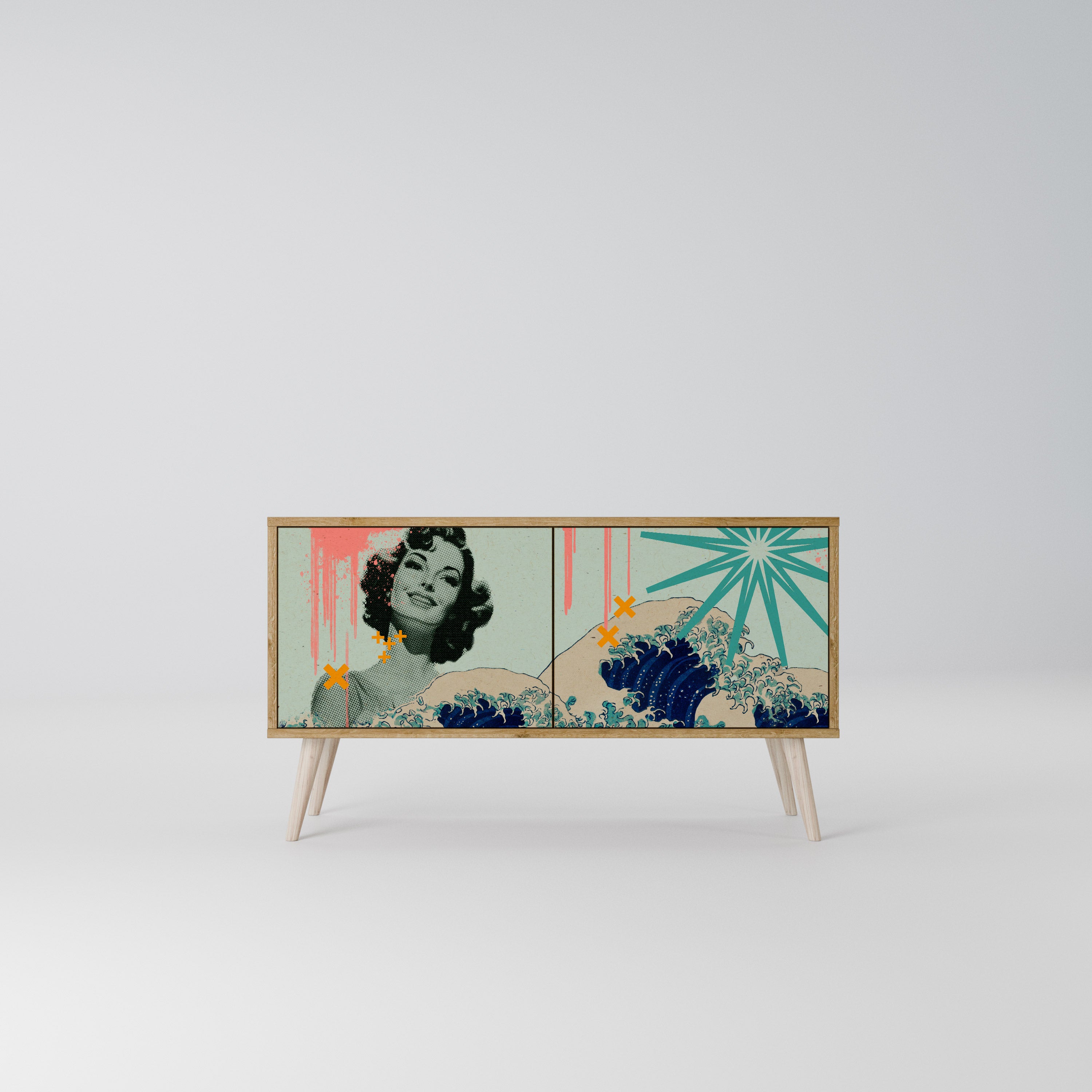 KANAGAWA BEAUTY Kompaktní dvoudveřový TV stolek