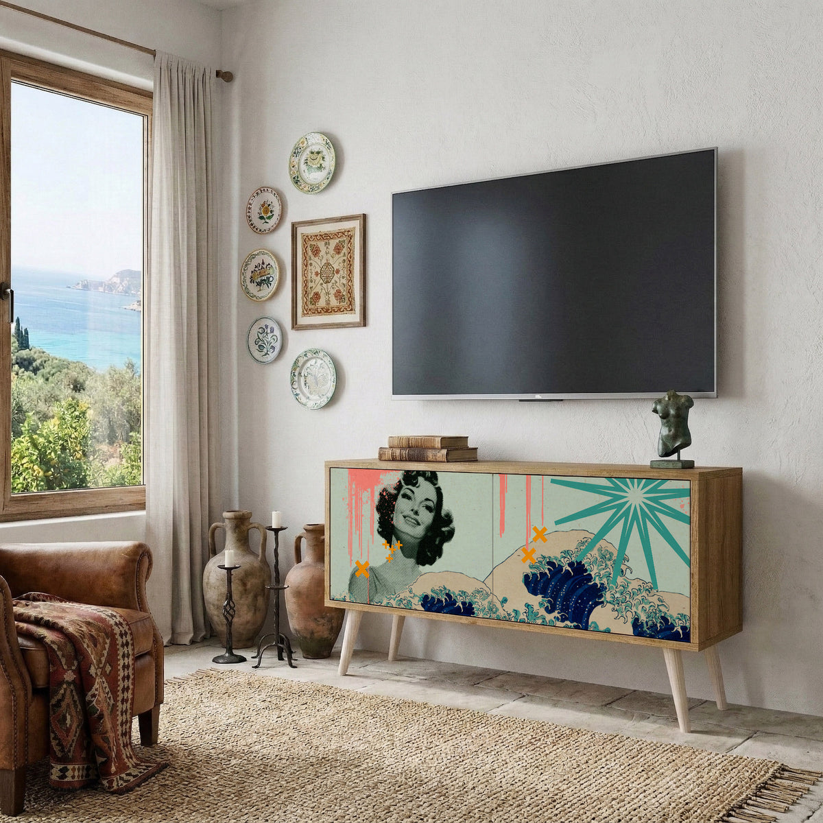 KANAGAWA BEAUTY Kompaktní dvoudveřový TV stolek
