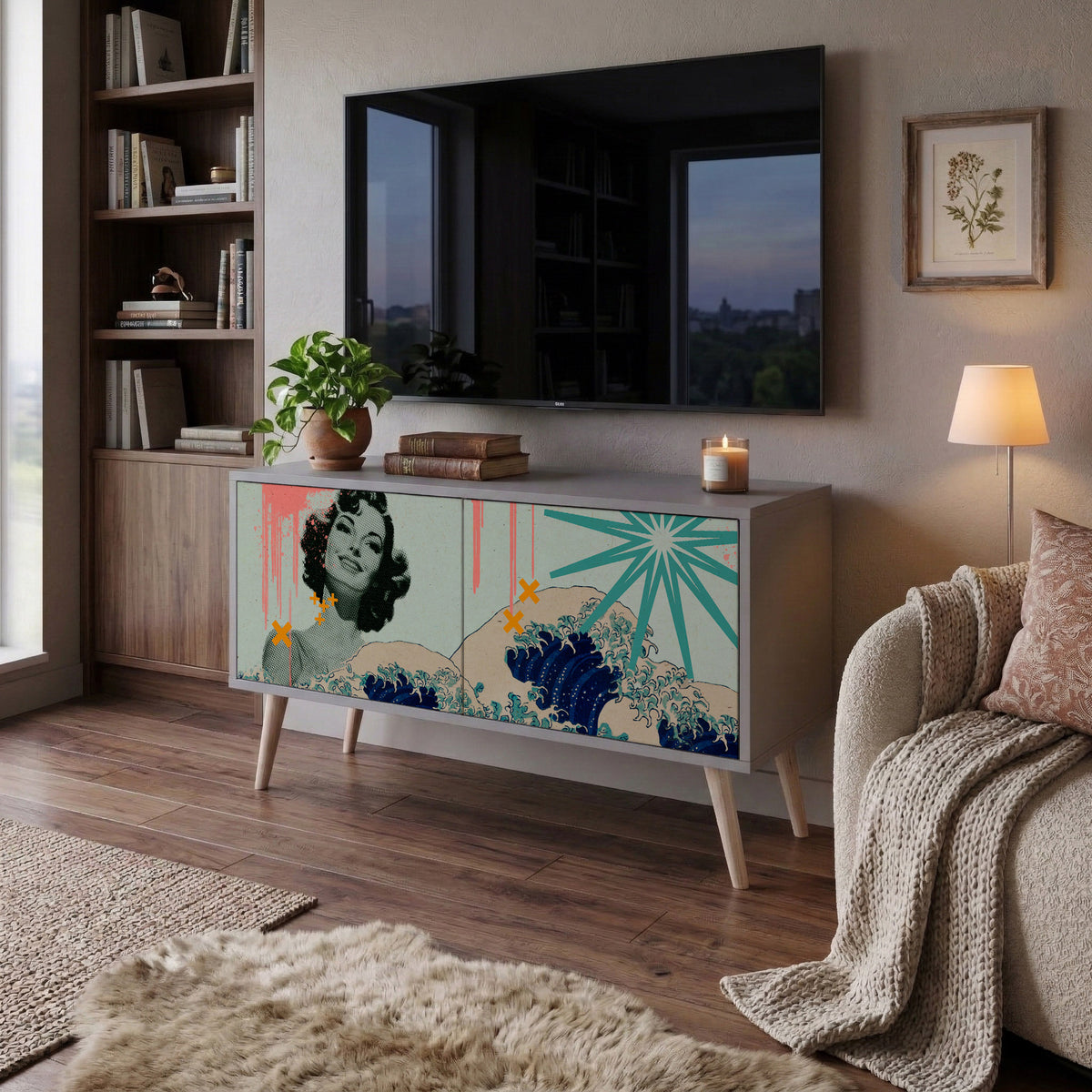 KANAGAWA BEAUTY Kompaktní dvoudveřový TV stolek