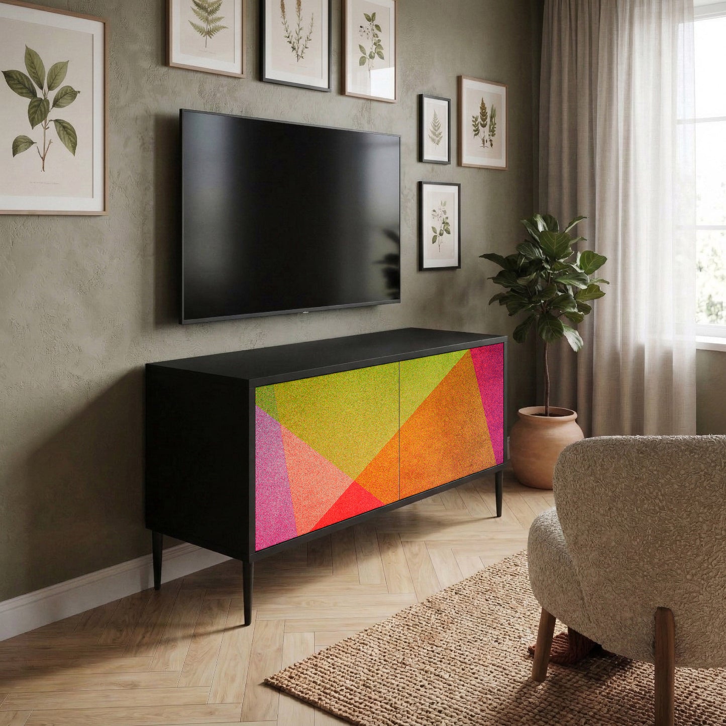 VIVID GEOMETRY Kompaktní dvoudveřový TV stolek