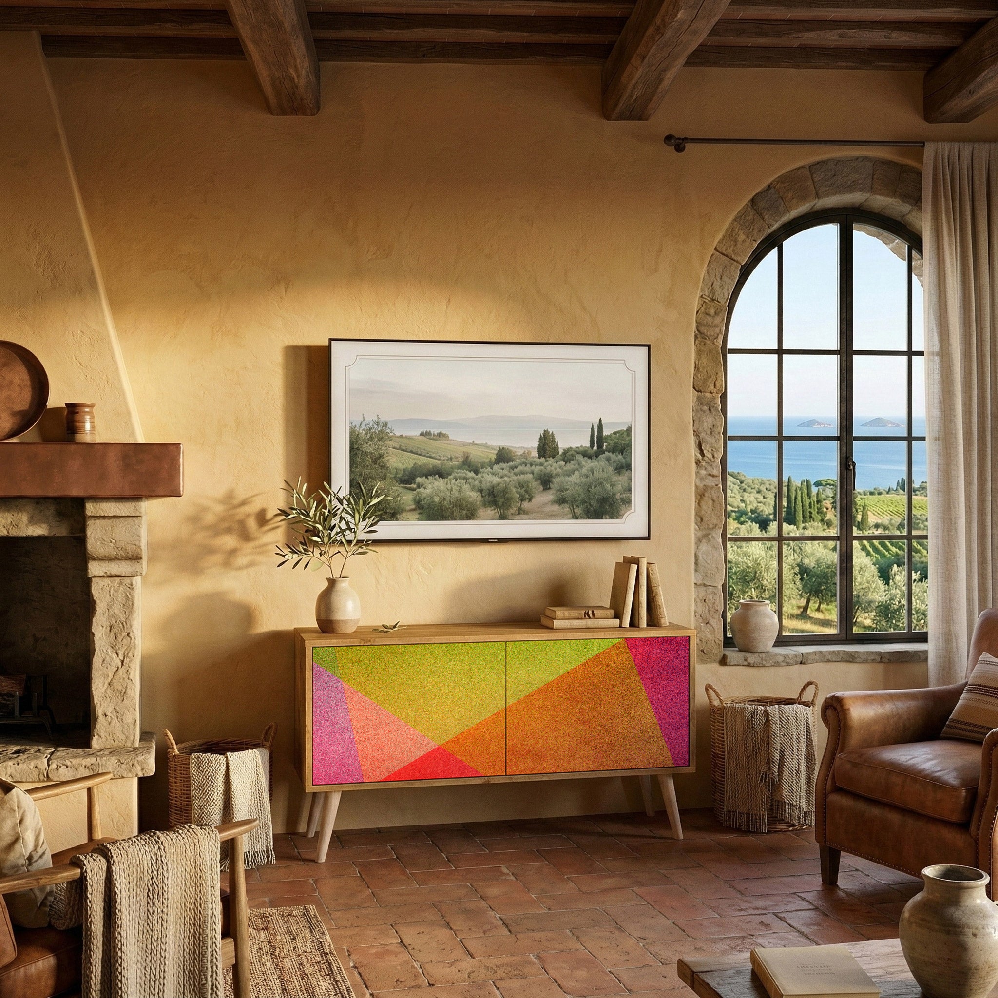 VIVID GEOMETRY Kompaktní dvoudveřový TV stolek