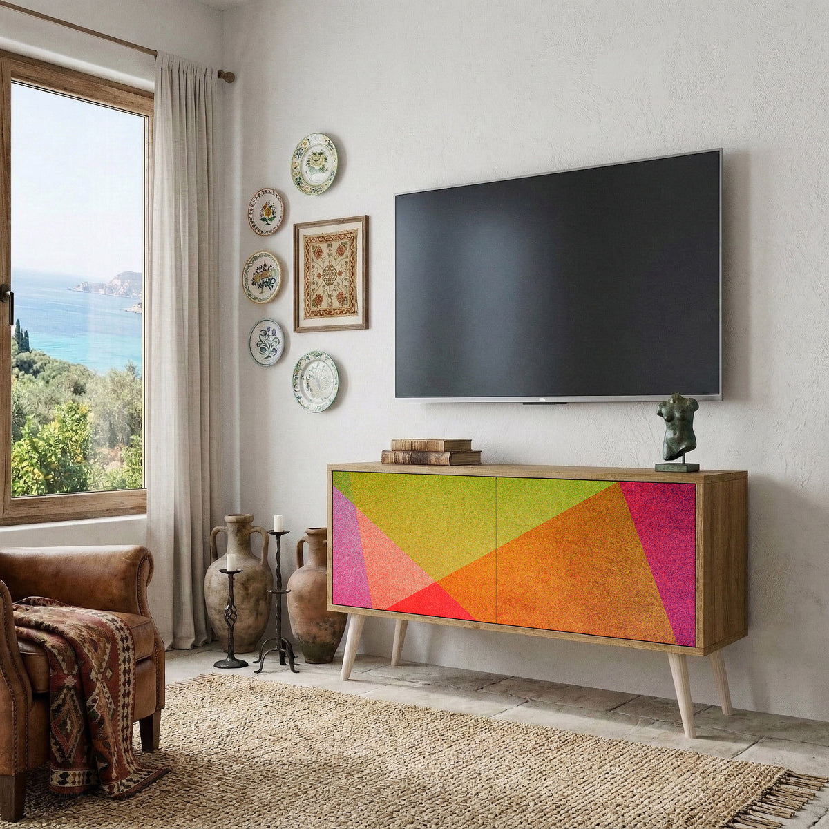 VIVID GEOMETRY Kompaktní dvoudveřový TV stolek