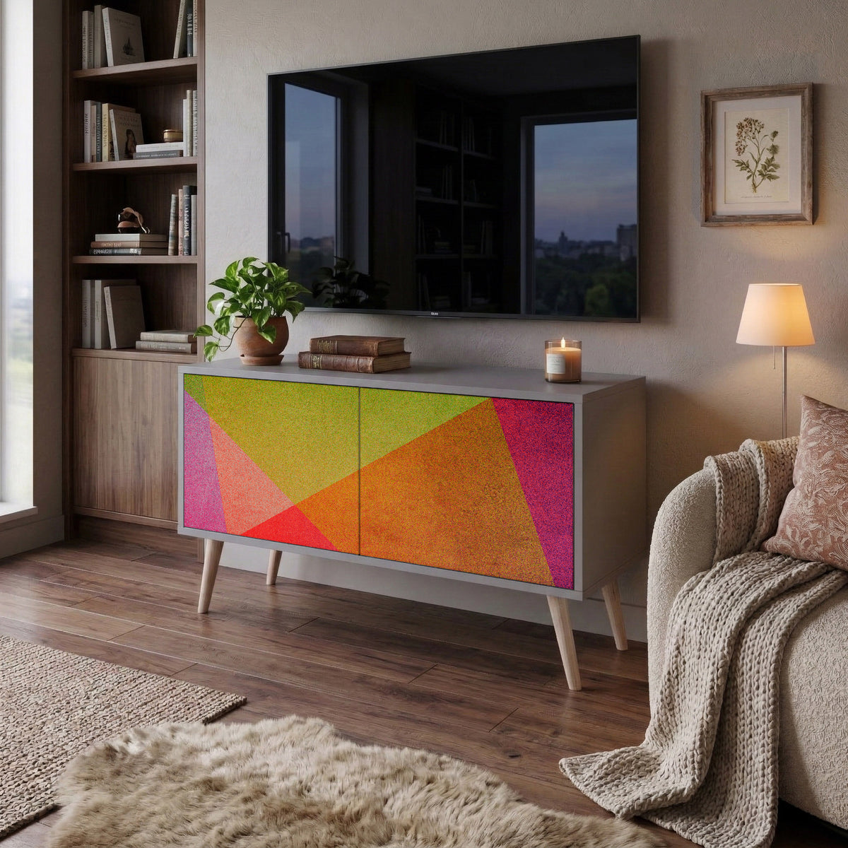 VIVID GEOMETRY Kompaktní dvoudveřový TV stolek