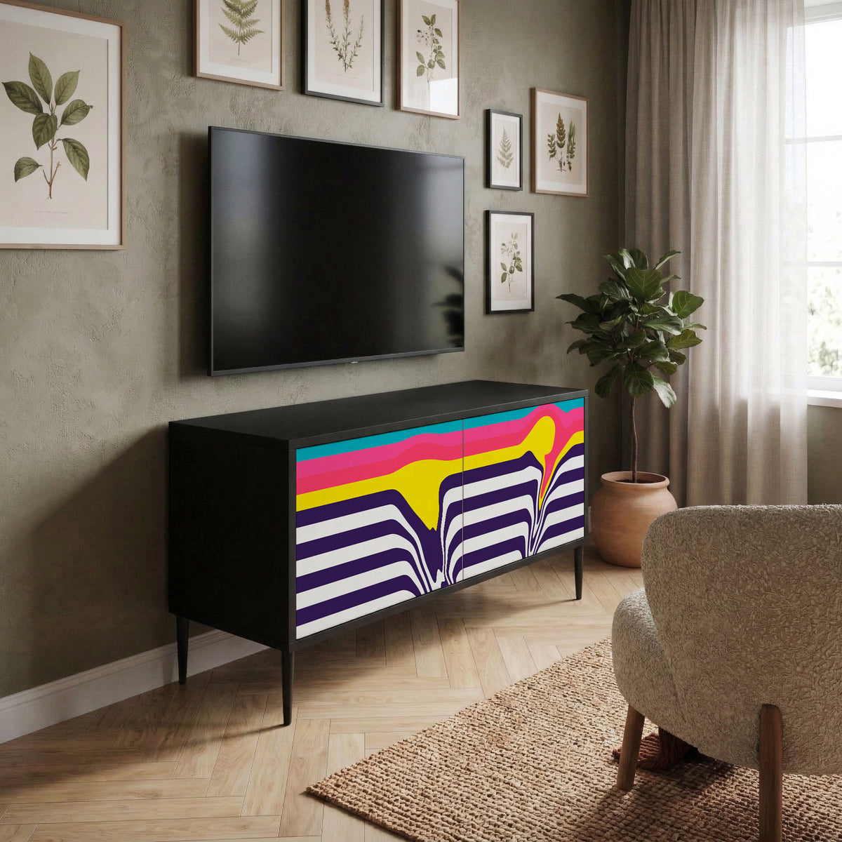 TONE COLLAPSE Kompaktní dvoudveřový TV stolek
