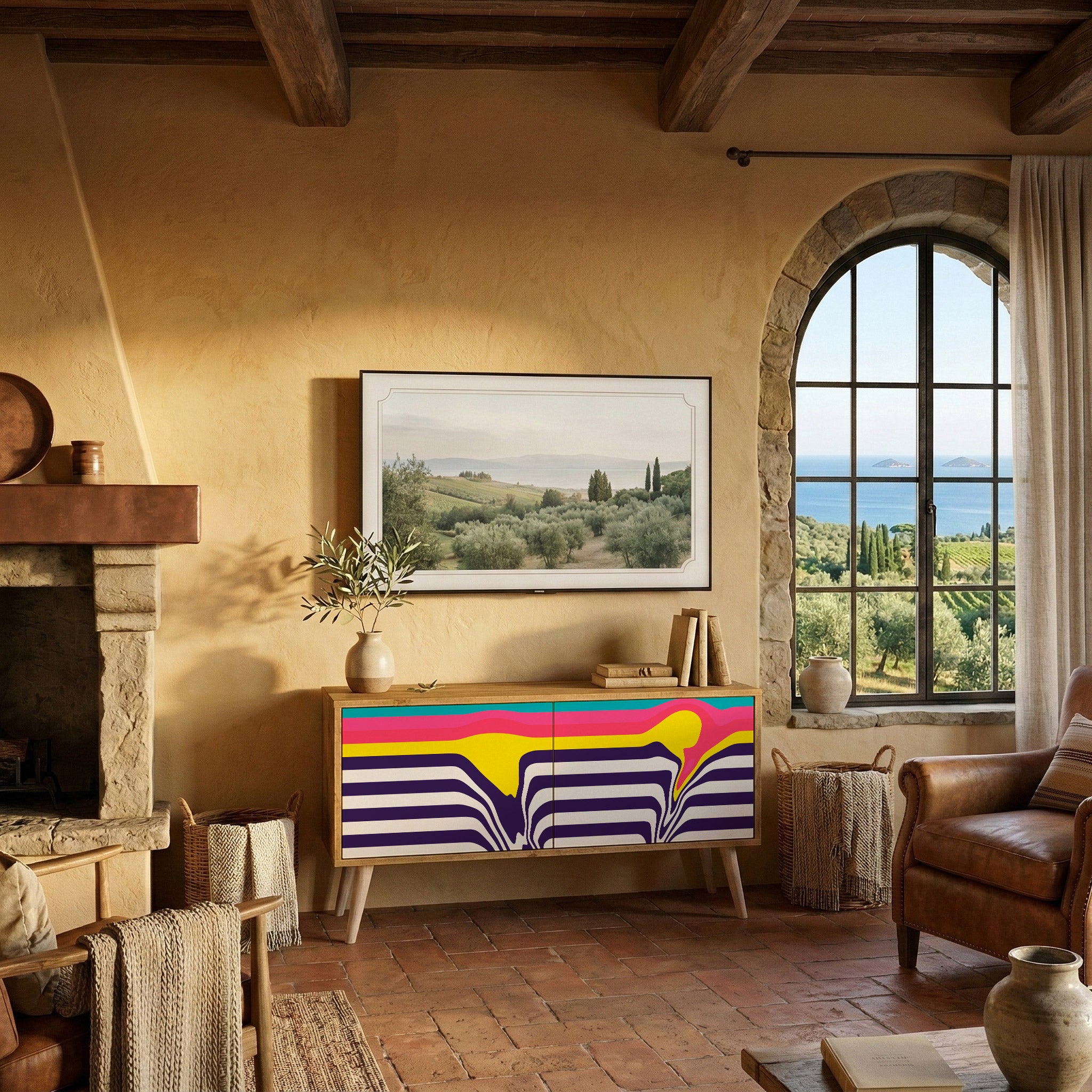 TONE COLLAPSE Kompaktní dvoudveřový TV stolek