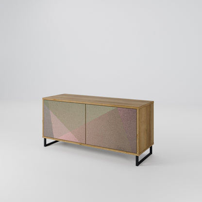 BEIGE GEOMETRY Kompaktní dvoudveřový TV stolek