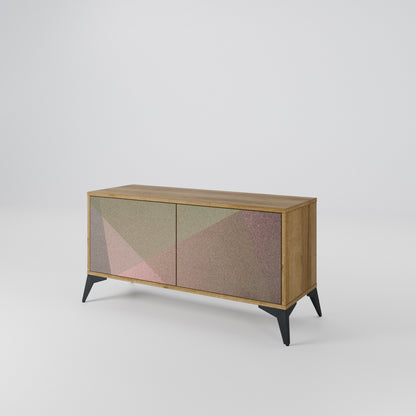 BEIGE GEOMETRY Kompaktní dvoudveřový TV stolek