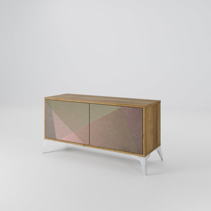BEIGE GEOMETRY Kompaktní dvoudveřový TV stolek