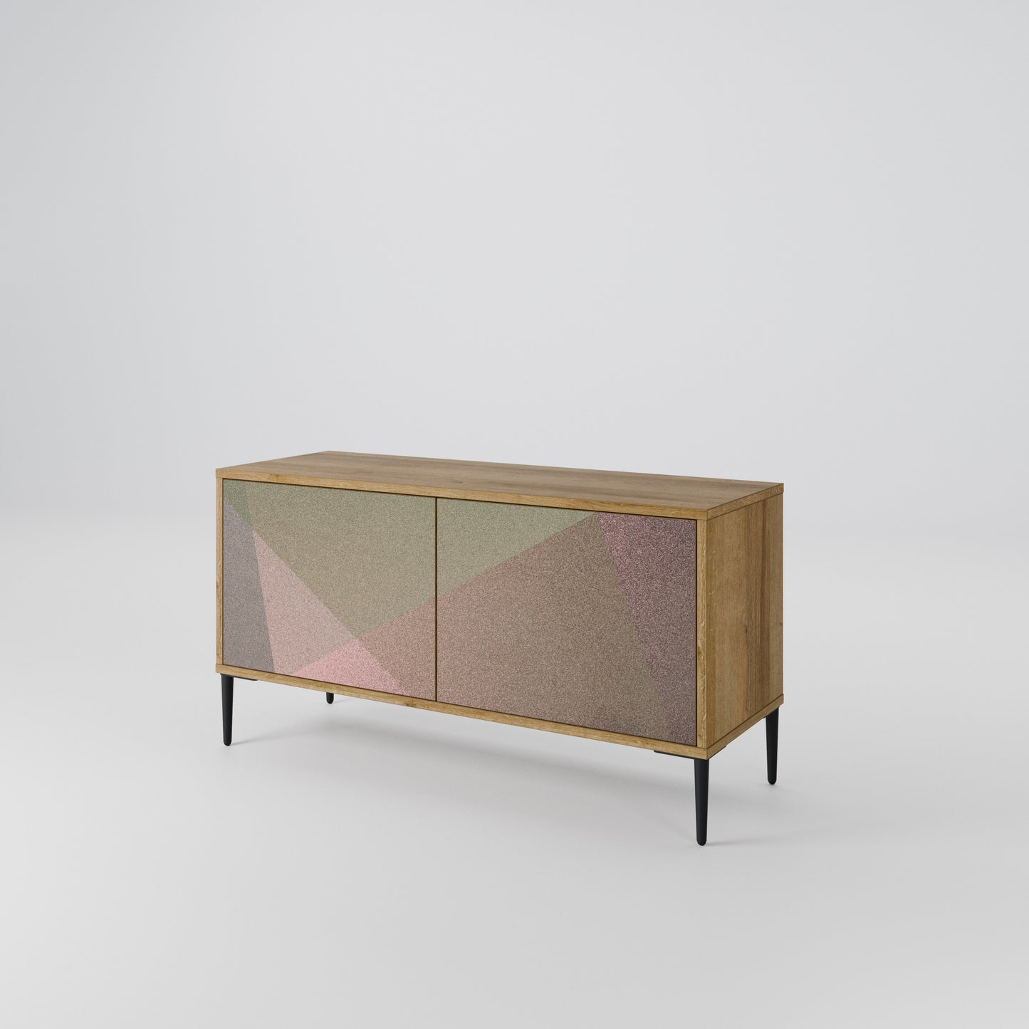 BEIGE GEOMETRY Kompaktní dvoudveřový TV stolek