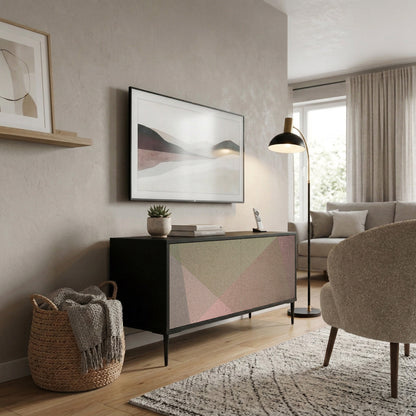 BEIGE GEOMETRY Kompaktní dvoudveřový TV stolek