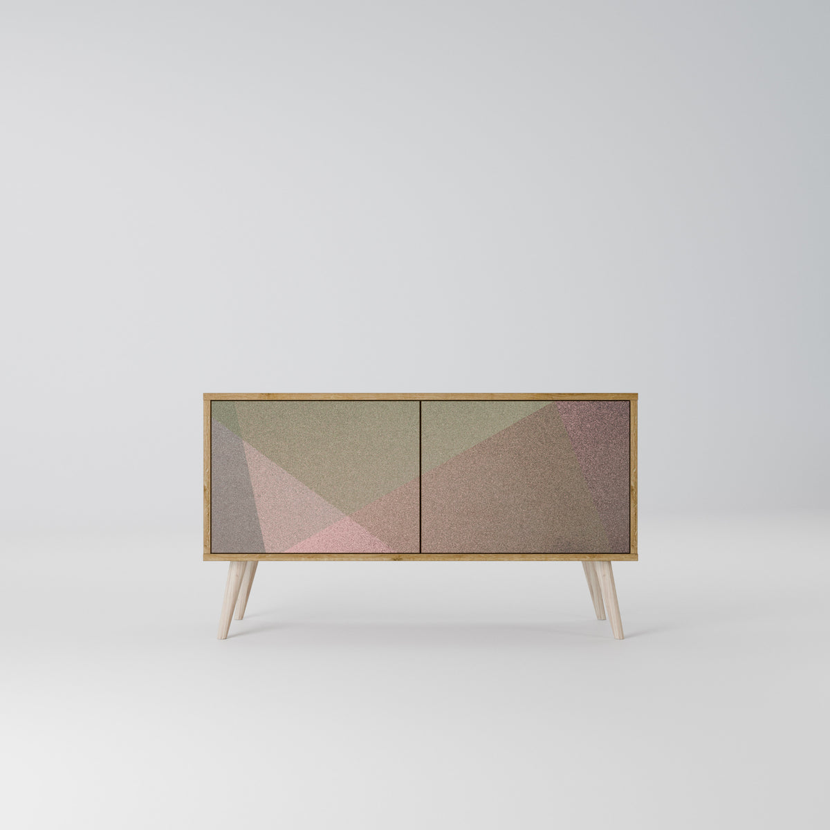 BEIGE GEOMETRY Kompaktní dvoudveřový TV stolek