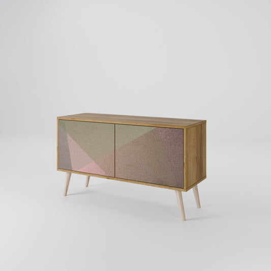 BEIGE GEOMETRY Kompaktní dvoudveřový TV stolek