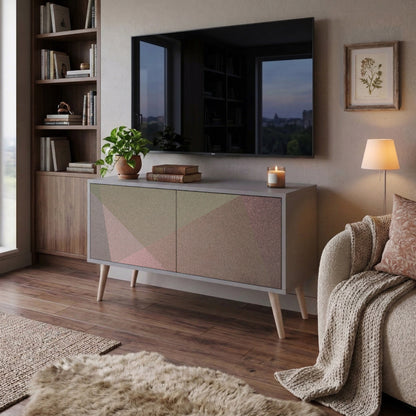 BEIGE GEOMETRY Kompaktní dvoudveřový TV stolek