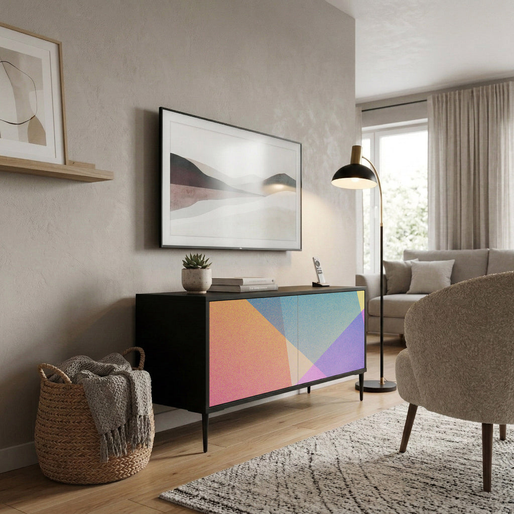 BRIGHT GEOMETRY Kompaktní dvoudveřový TV stolek