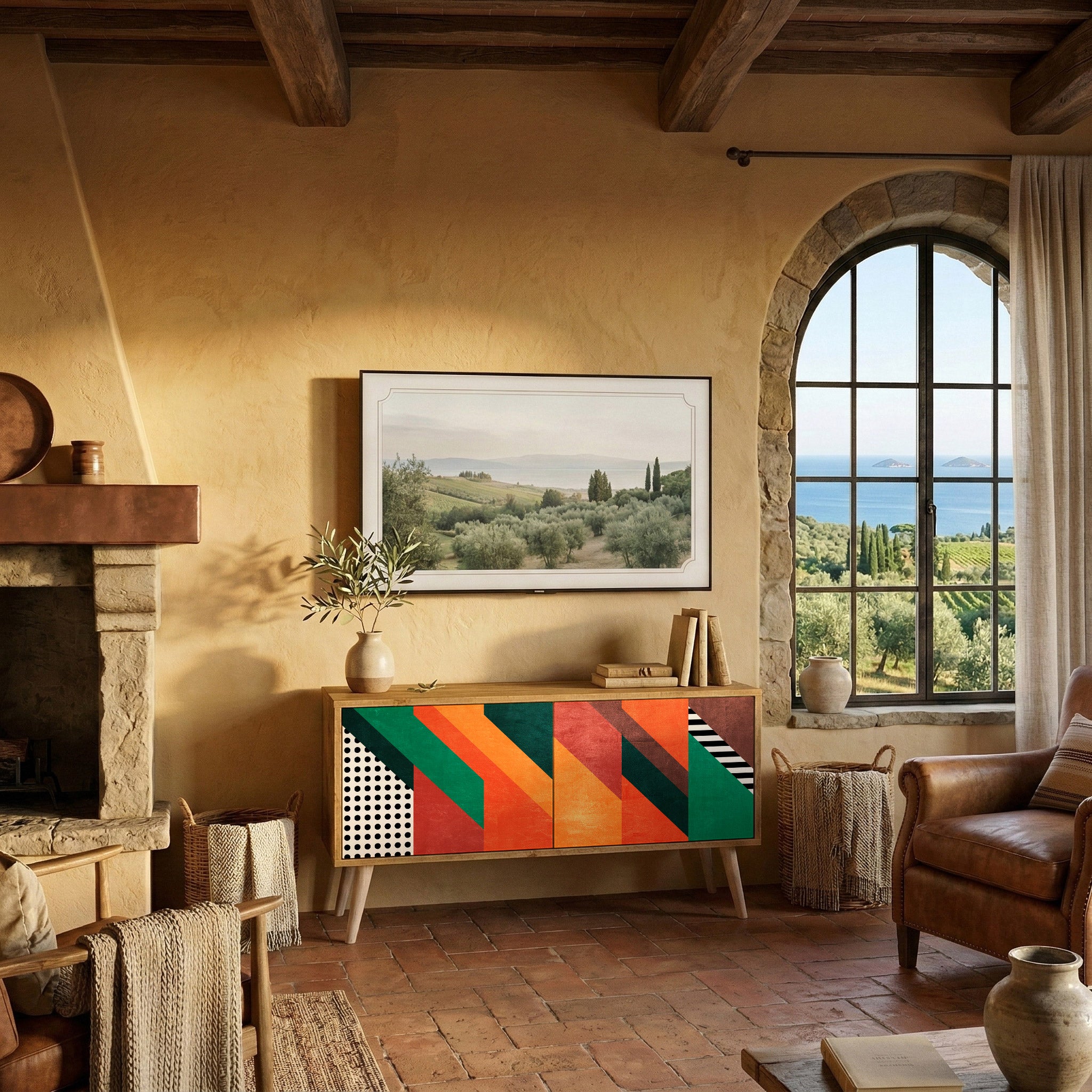 MAKESHIFT ARTISTRY Kompaktní dvoudveřový TV stolek