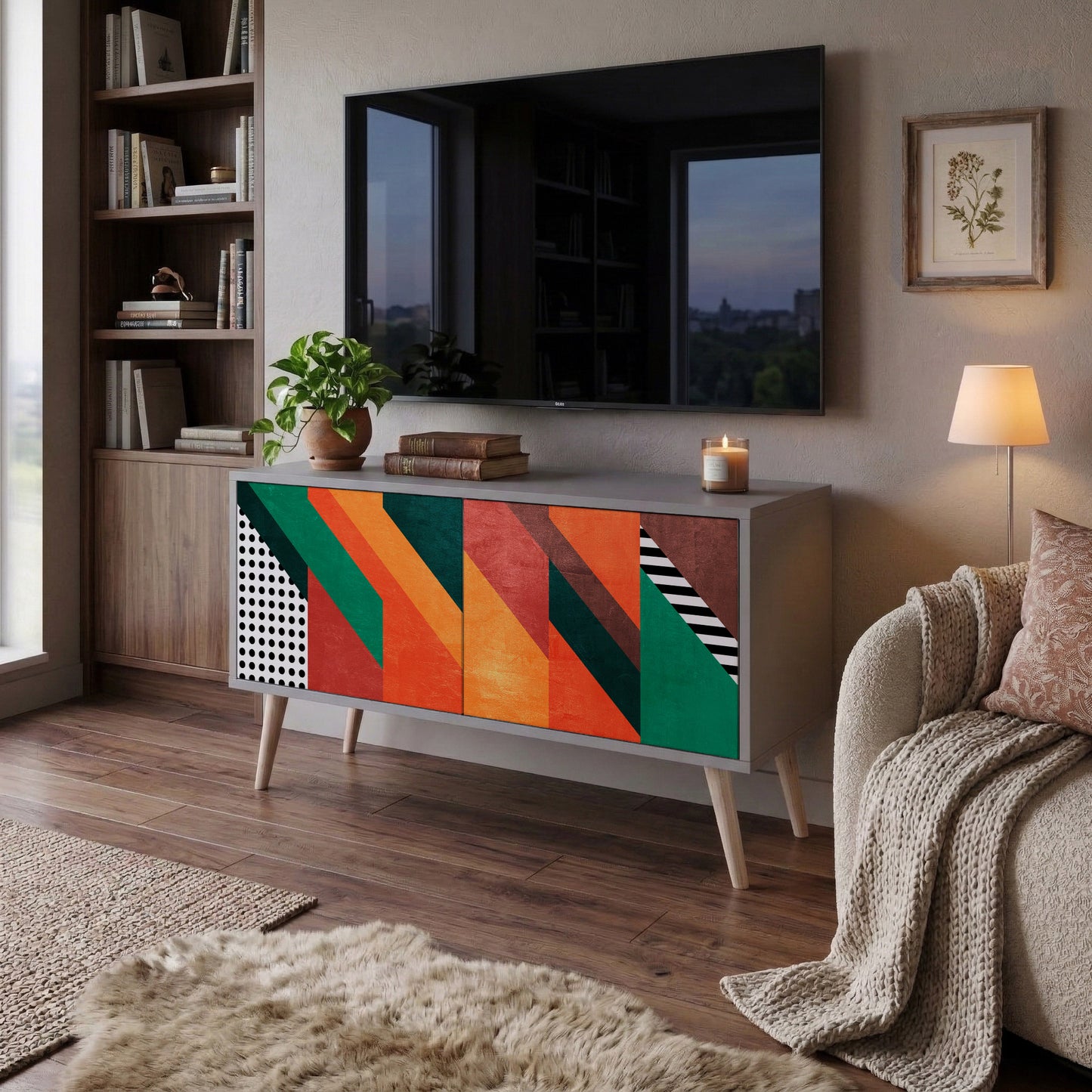 MAKESHIFT ARTISTRY Kompaktní dvoudveřový TV stolek