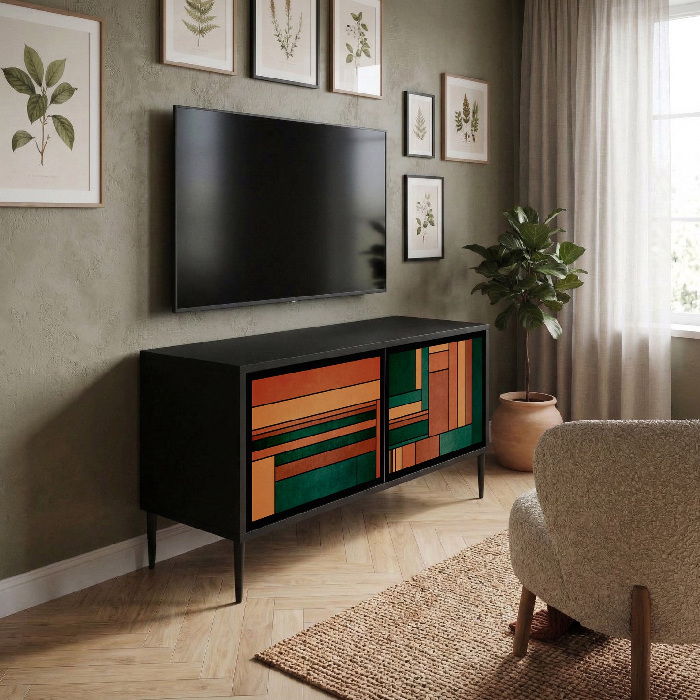 EARTHY FIGURES Kompaktní dvoudveřový TV stolek