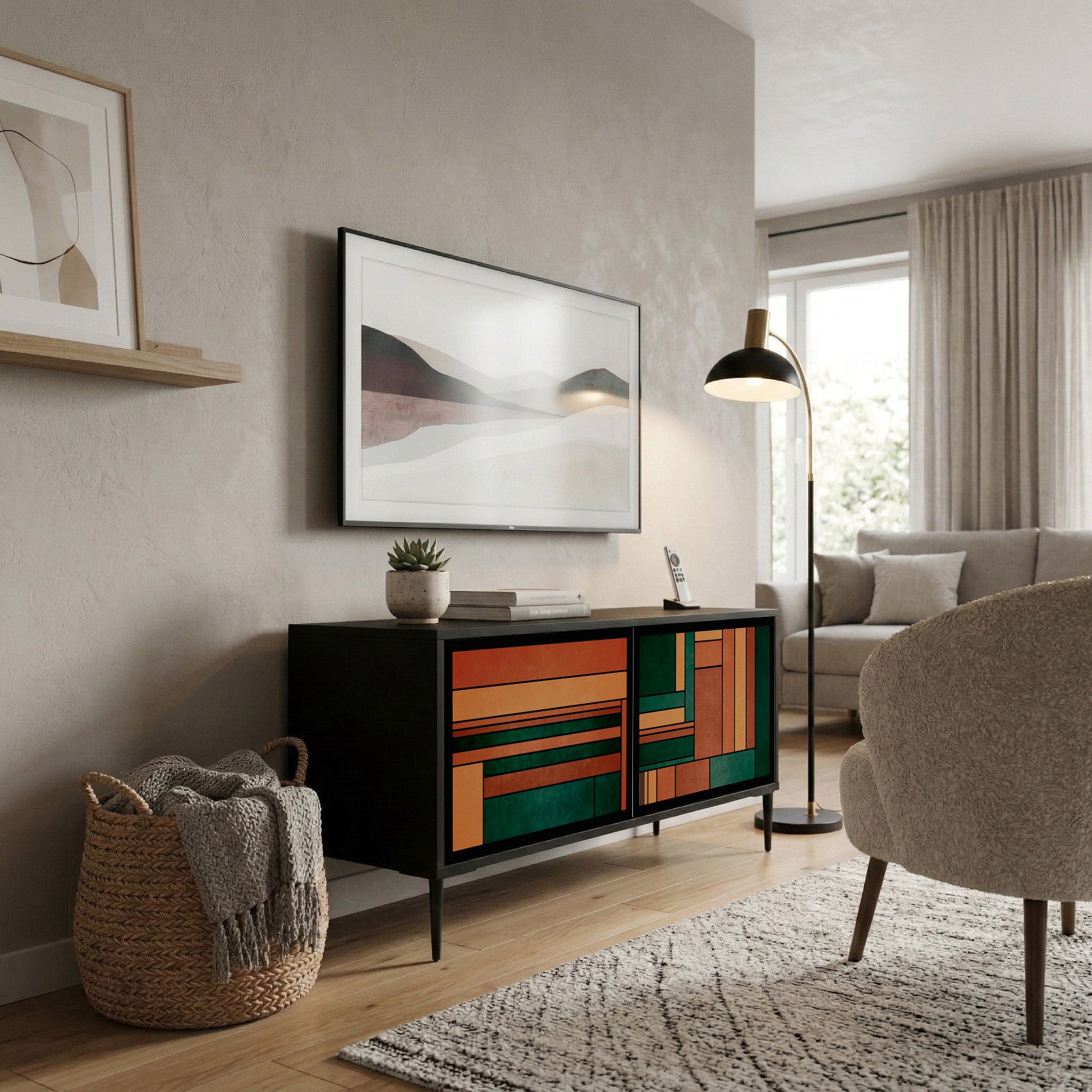 EARTHY FIGURES Kompaktní dvoudveřový TV stolek