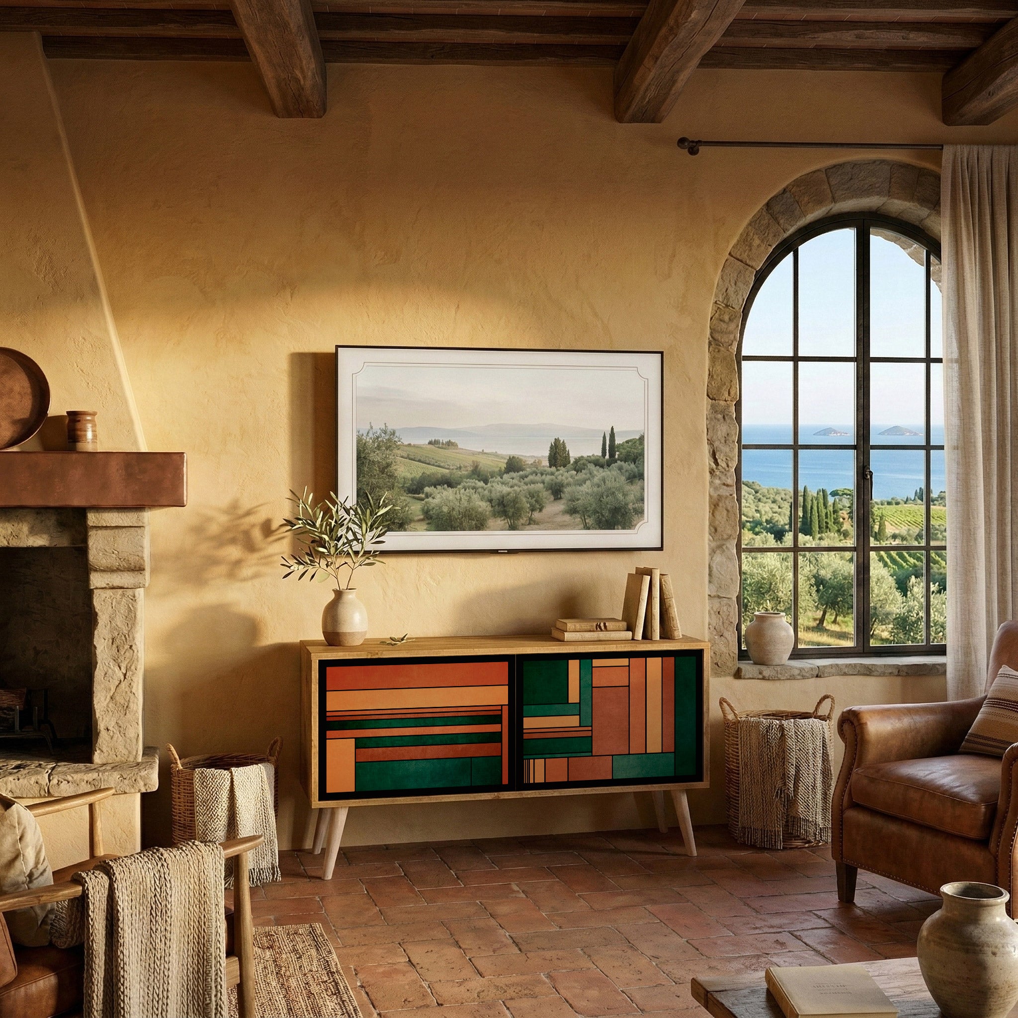 EARTHY FIGURES Kompaktní dvoudveřový TV stolek