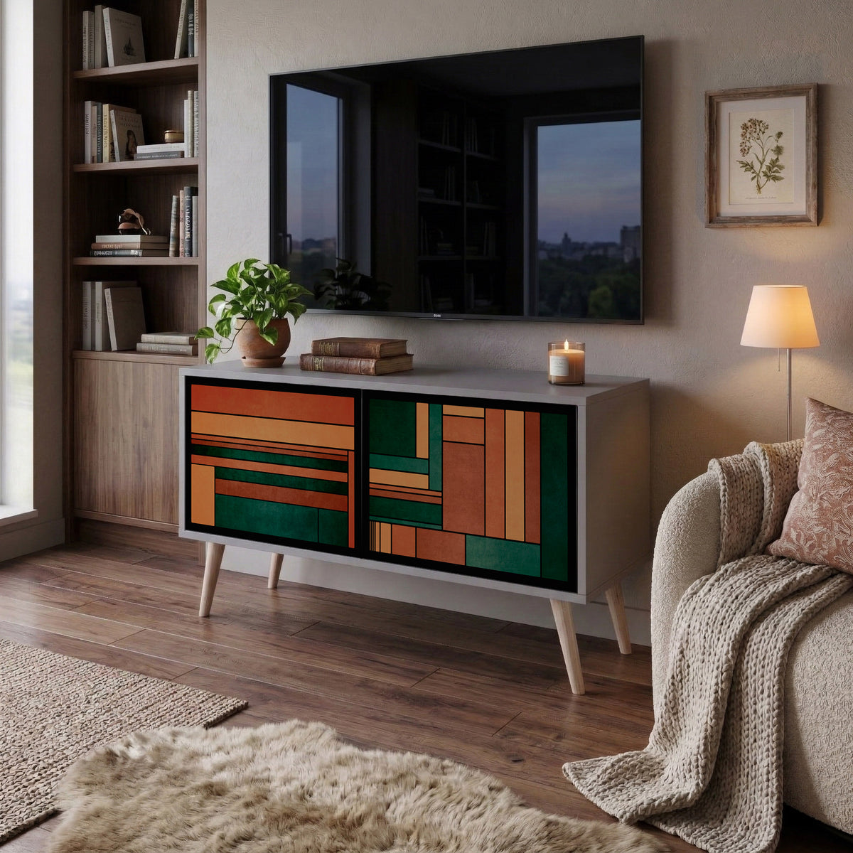 EARTHY FIGURES Kompaktní dvoudveřový TV stolek