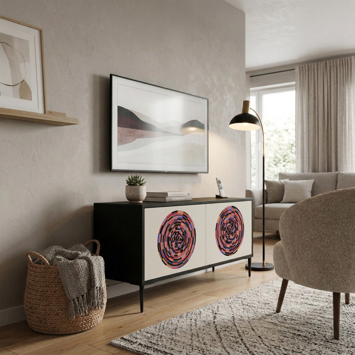 BROWN CIRCLES Kompaktní dvoudveřový TV stolek
